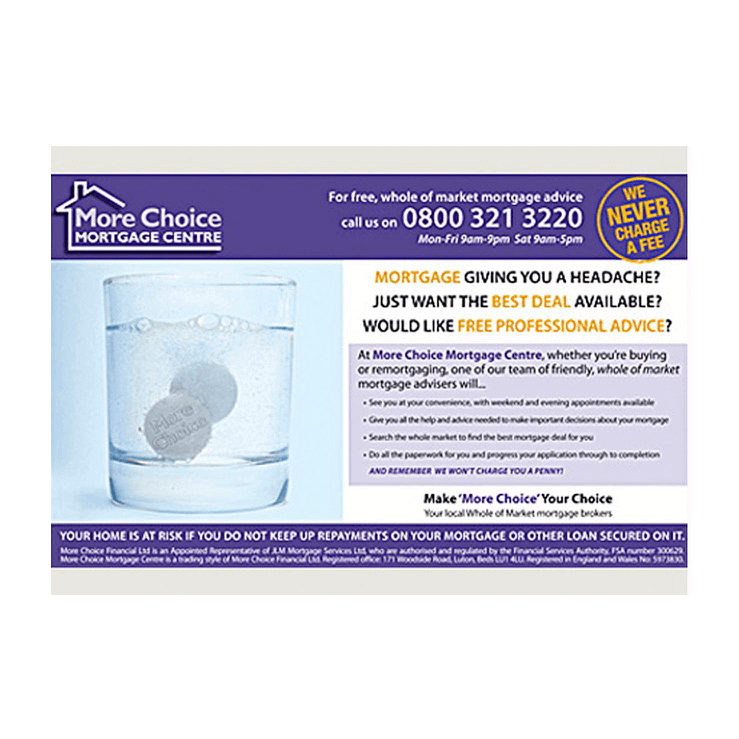 More choice mortgage leaflets and mortgage press adds