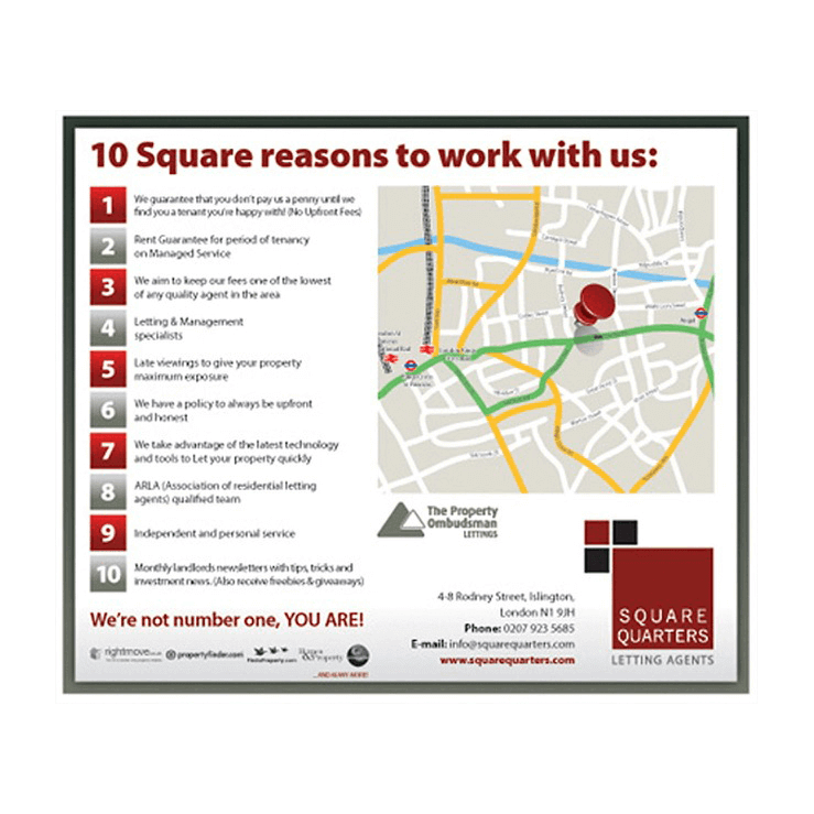 Lettings agent leaflet designs - 10 good reason to choose us