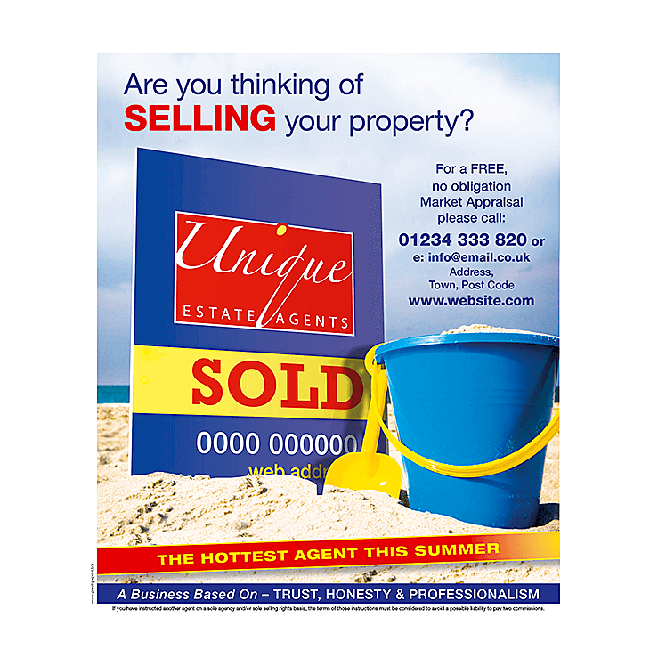 Buckets and spades estate agents leaflet design