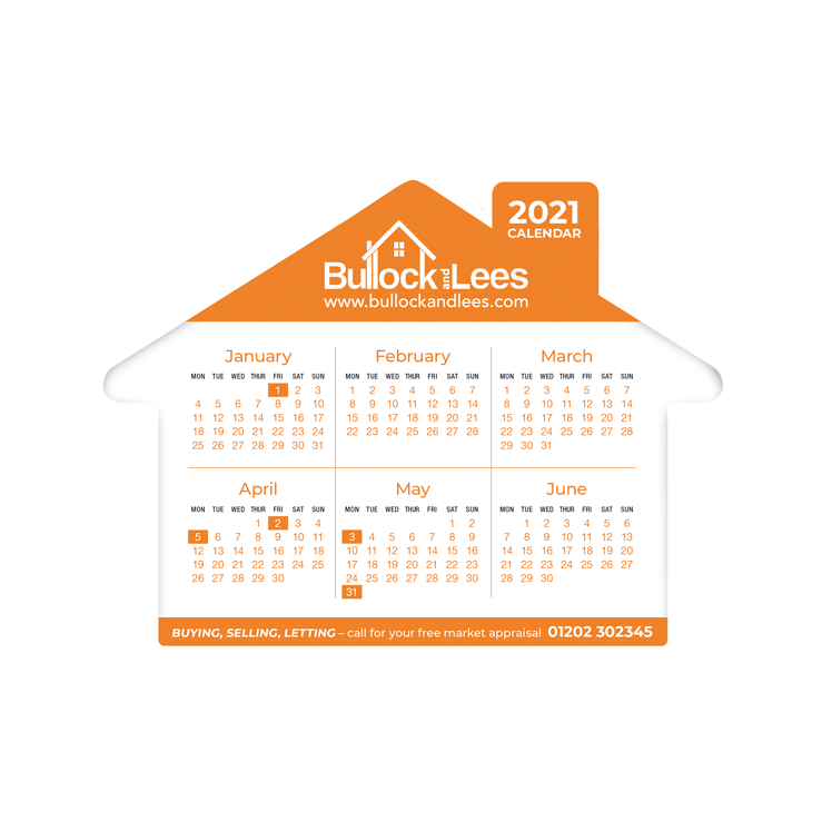 House shaped calendar leaflet