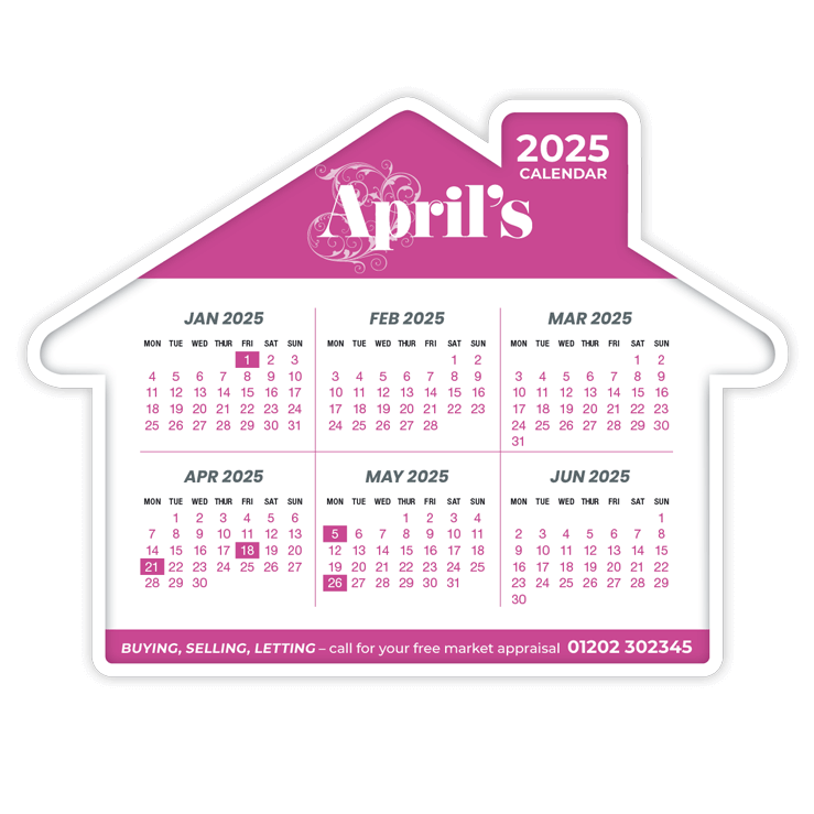 Estate Agents house shaped 2025 calendar 