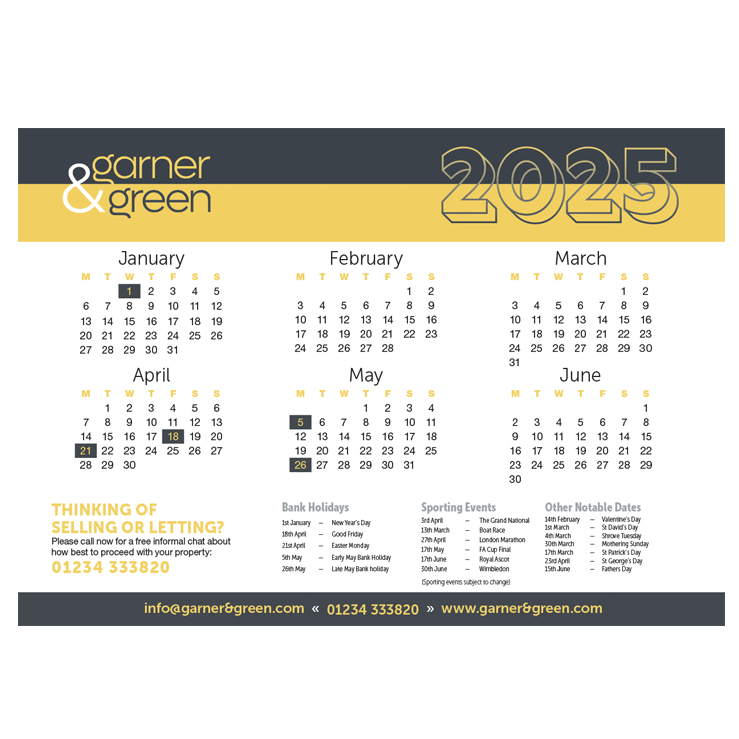 Estates Agent  2025 calendar 6 months to view
