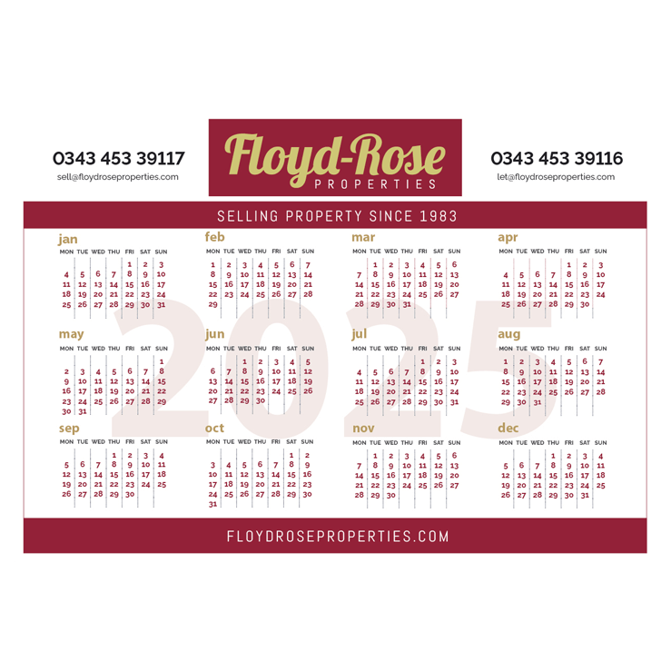 Estate Agents 2025 Calendar 