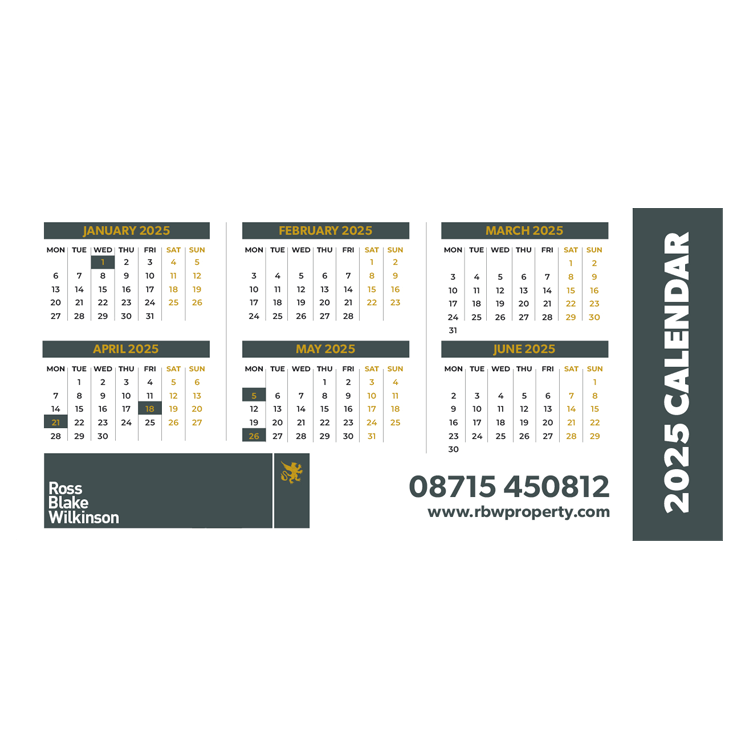 Estate Agents 2025 calendar 
