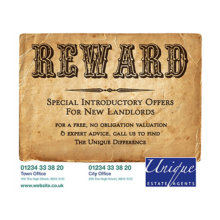 Letting agent REWARD flyer design to landlords