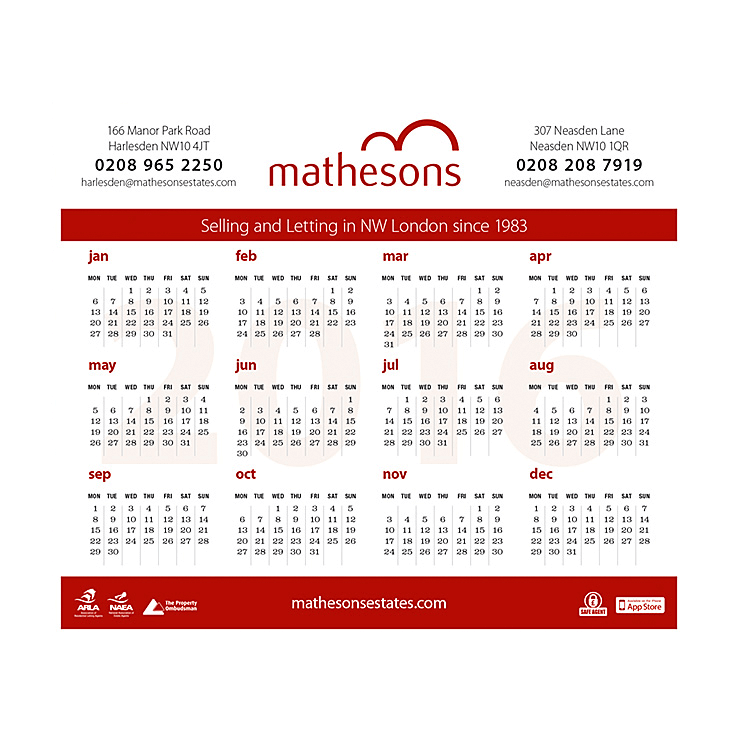 Estate agents calendar flyer