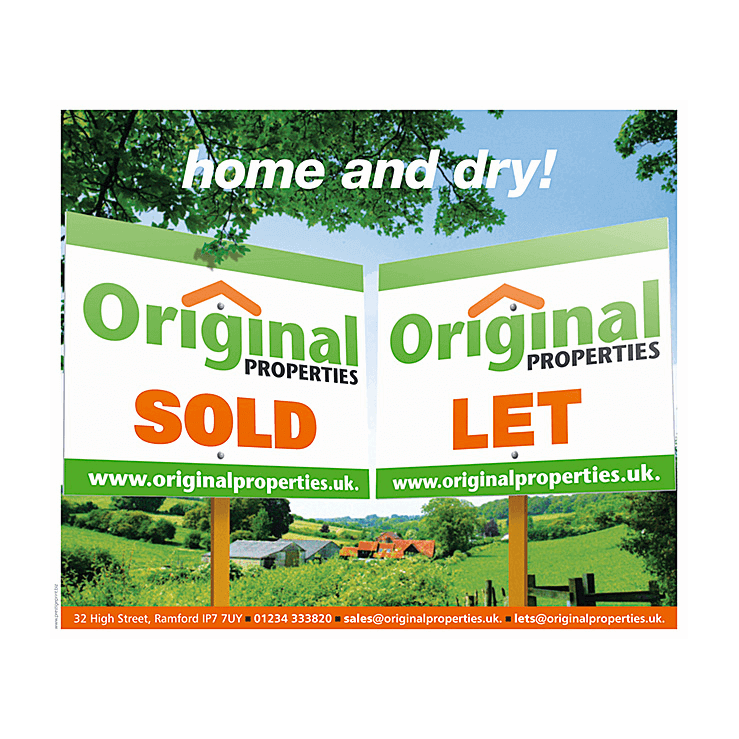 Home and dry! Estate agents flyer design template