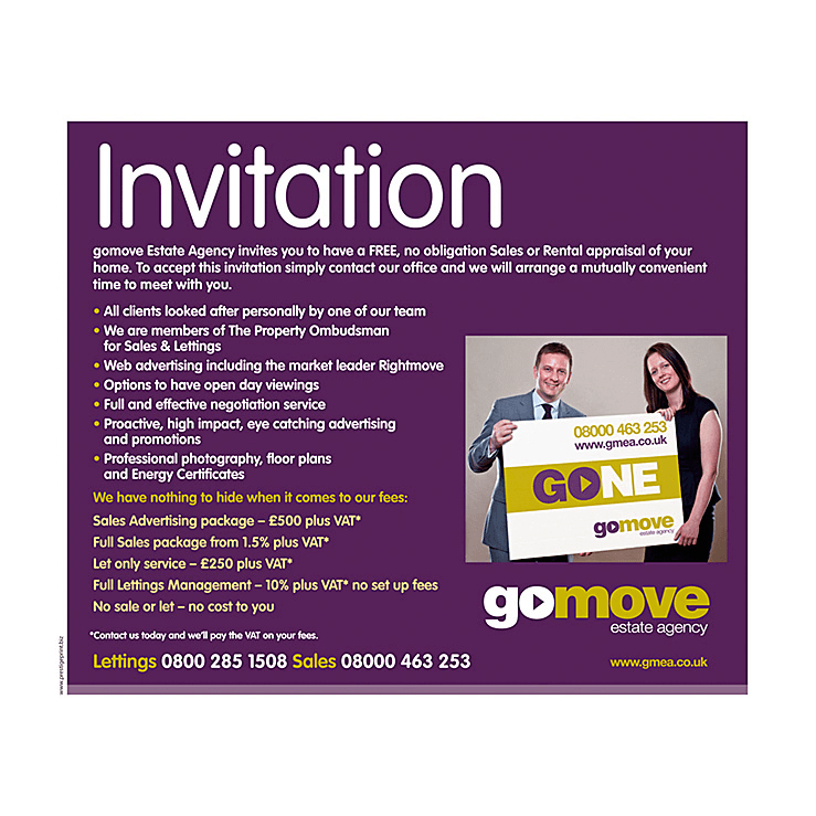 Estate Agents invitation for a valuation with a sold boad