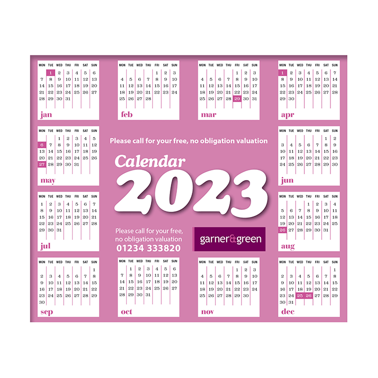 Estate Agents lealfet as 2023 Calendar