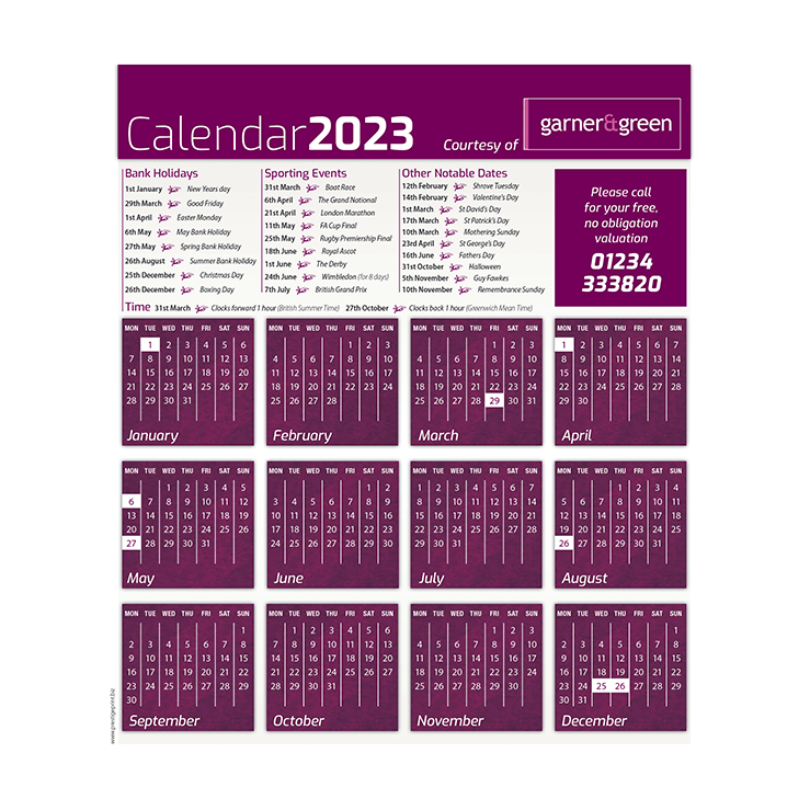 2023 Leaflet calendar