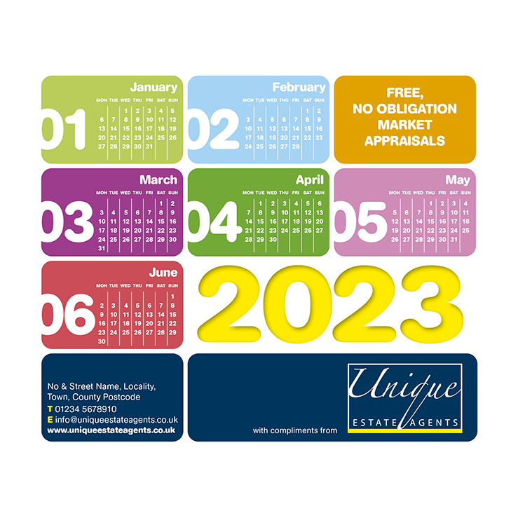 Colourful 2023 Calendar, 6 months to view