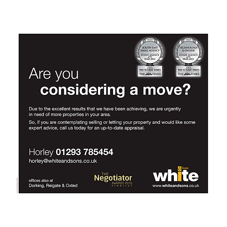 Considering a move? estate agents leaflet