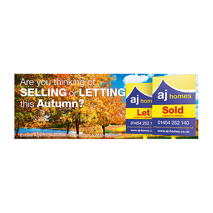 Estate agent landscape marketing leaflet with autumn theme