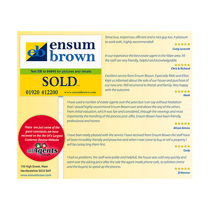 Estate agents flyer with testimonials