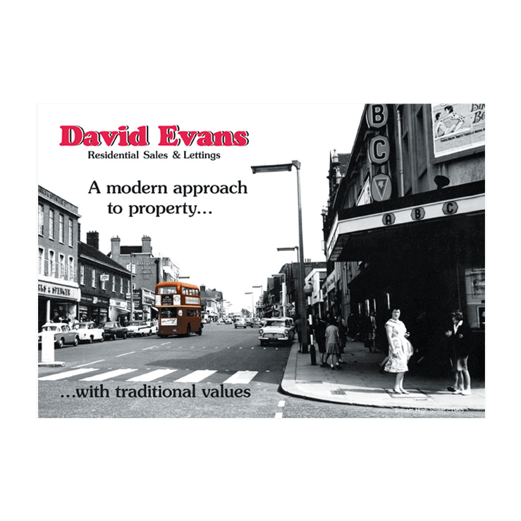 Estate Agent Postcard with historical street scene