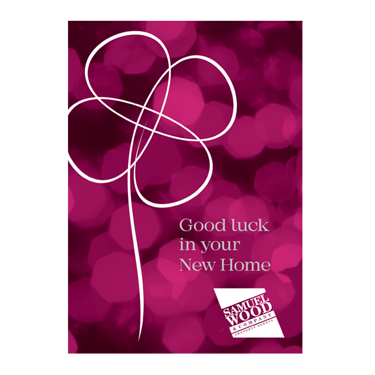 Good Luck in your new home - greetings card. The caring estate agent.