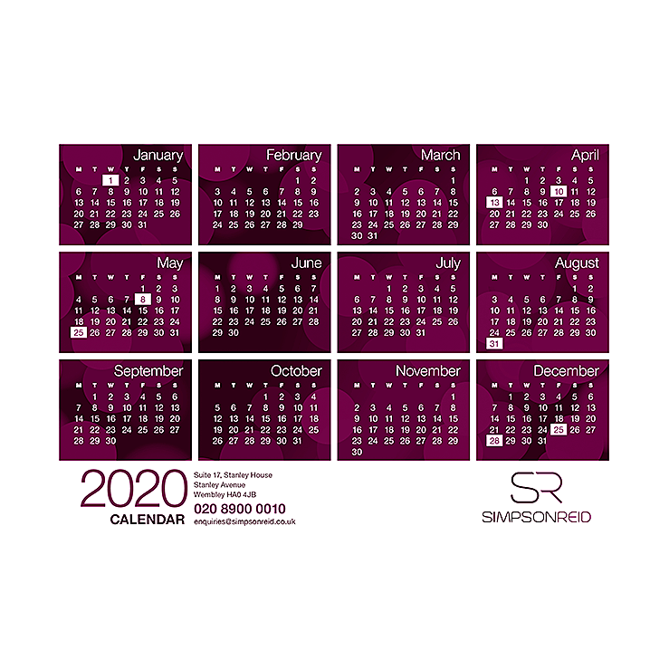 2020 A5 Calendar flyer design