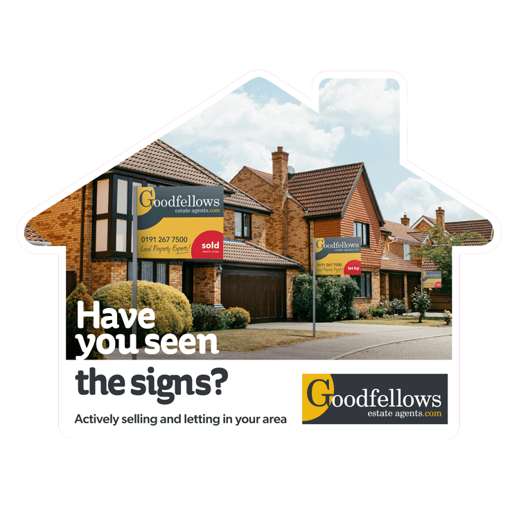 House shaped estate agents leaflet