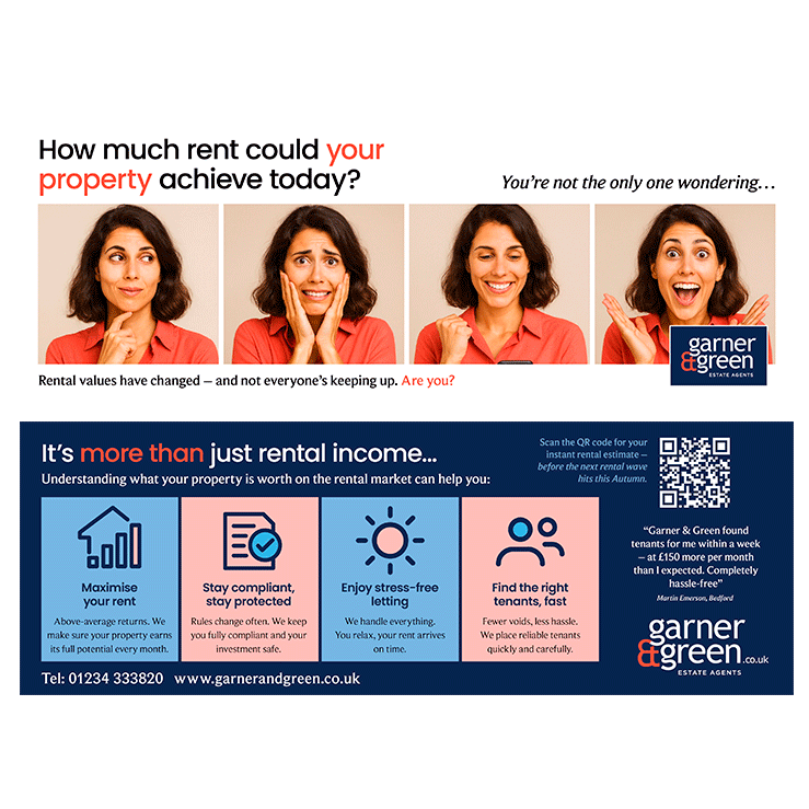 Engaging lettings leaflet using emotional appeal to promote rental property valuations.